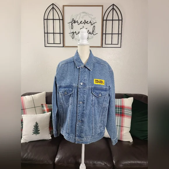 Vintage 1990's Planet Mars M&M's Long Sleeve Blue Denim Jean Jacket Size S Retro - Picture 7 of 9